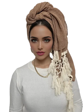 מטפחת איב חומה יציבה למראה קז'ואל יומיומי