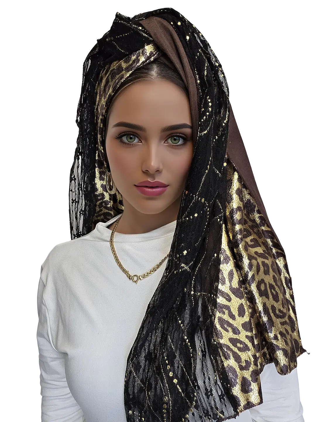 headscarf-female-gold-20004491-2 מטפחת לונג אביטל זהב עם טאסלים וגימור חצי מבריק