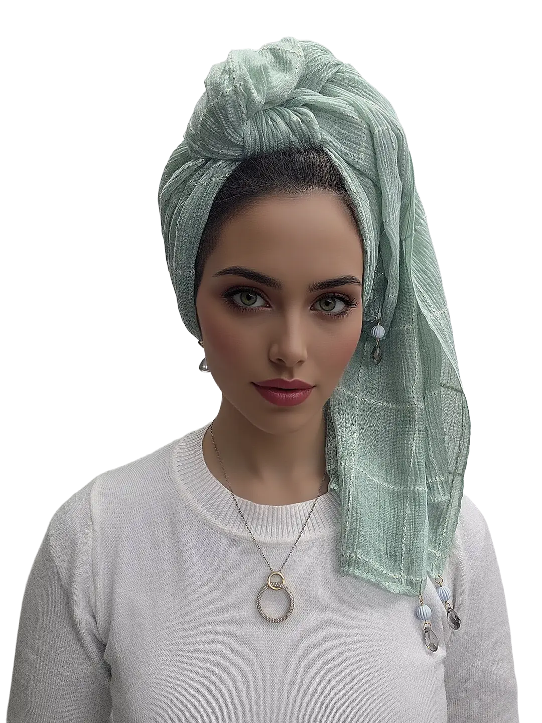 headscarf-female-mint-green-20003883-2 מטפחת אביב לונג ירוקה מנטה בטקסטורה גלית עשירה.