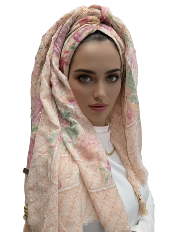 מטפחת יולי כתומה יציבה במיוחד עם חרוזים וטאסלים מעוצבים