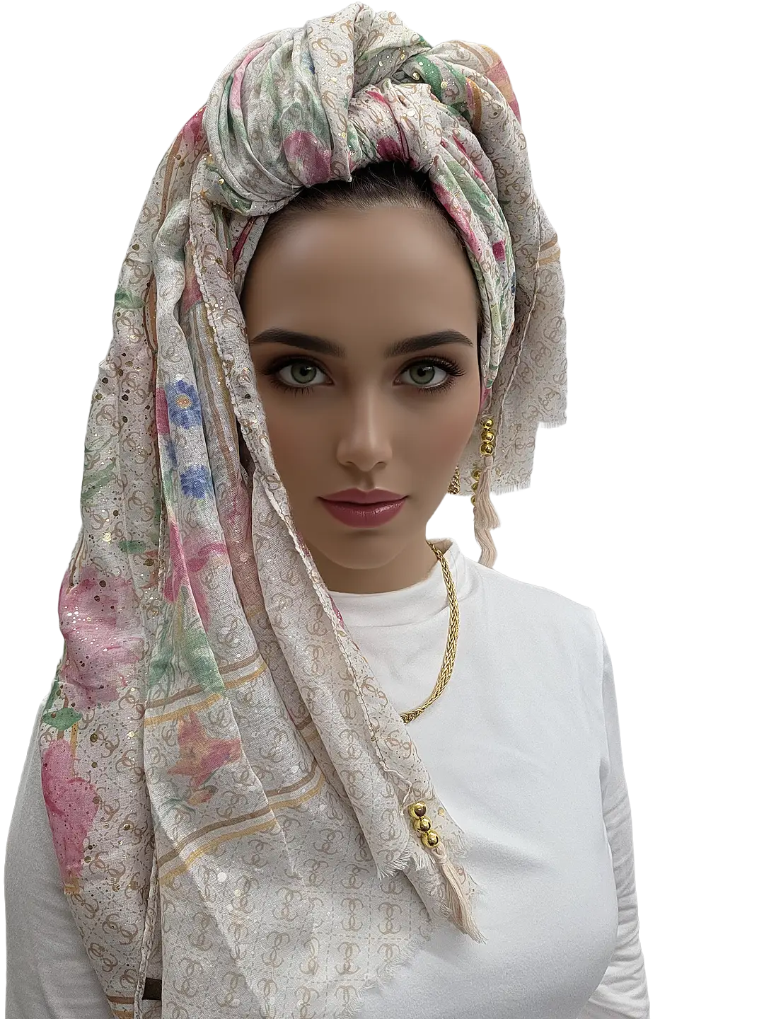 headscarf-female-stone-20000301-5 מטפחת יולי בגוון אבן עם שוליים מעוצבים וחרוזים עדינים