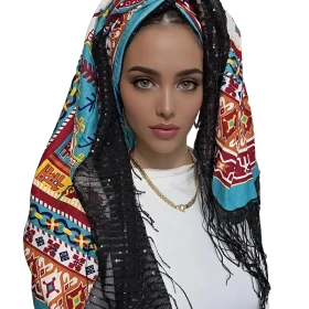 מטפחת לונג דקלה טורקיז אטומה ויציבה לאירועים