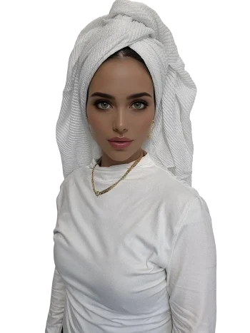 מטפחת סהר לבנה חגיגית עם פסי פליסה גליים