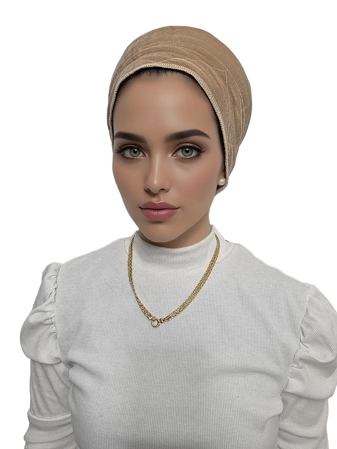 headscarf-female-beige-21000027-1 בובו שרוך לנפח עדין מאוד בגוון בז' ניטרלי מבית לונג פאשן
