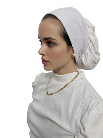 בובו נמוך עם כפתור פנימי לשליטה בגודל בצבע לבן