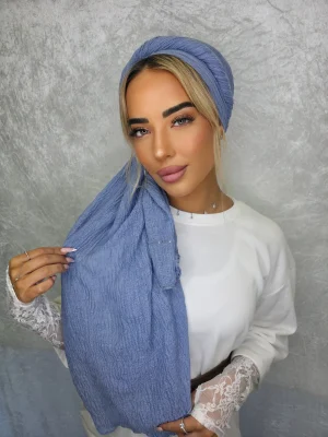 מטפחת לונג אגם כחול ג'ינס יציבה ונושמת