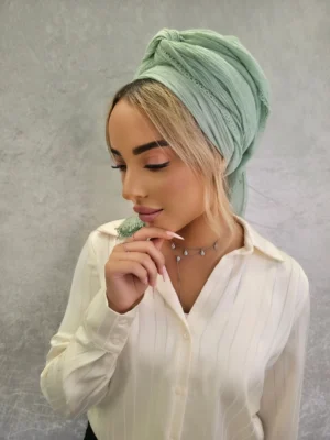 מטפחת אליאן ירוק מרווה אוורירית וקלילה ליומיום