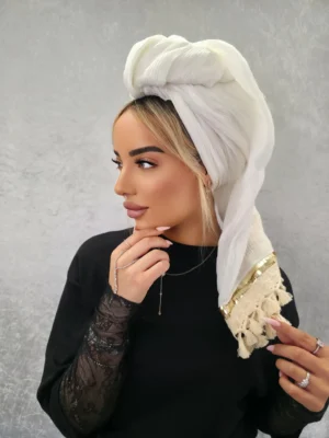 מטפחת בר לבנה חגיגית אטומה לחלוטין לערב ואירועים