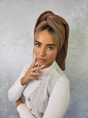 מטפחת לונג קורל חום קז'ואל יומיומי אטומה לחלוטין ויציבה במיוחד