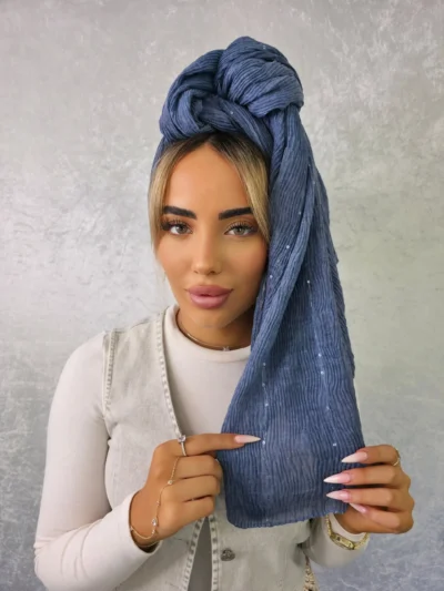 מטפחת תהל כחול ג'ינס מבד קרפ איכותי ליום יום