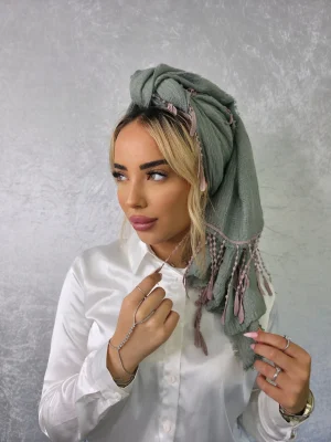 מטפחת גפן ירוקה בעיצוב פסים יציב ואטום