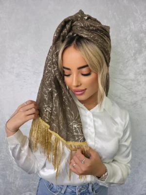 מטפחת לונג גילי ירוק זית אטומה ויציבה לאירועים וערב