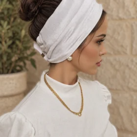 בובו נפח למטפחת בצבע לבן קלאסי לקשירה יציבה