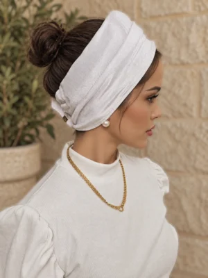 בובו נפח למטפחת בצבע לבן קלאסי לקשירה יציבה